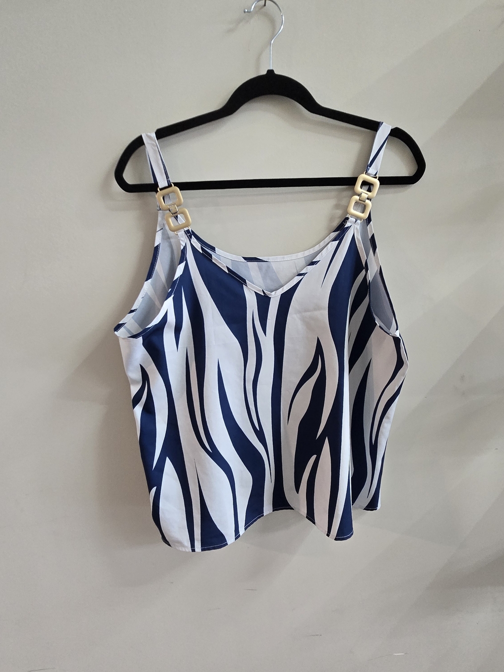Women’s Navy and White Patterned Tank Top